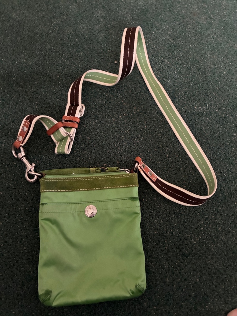Vintage Coach Green Crossbody Nylon Travel Bag with Adjustable Strap
